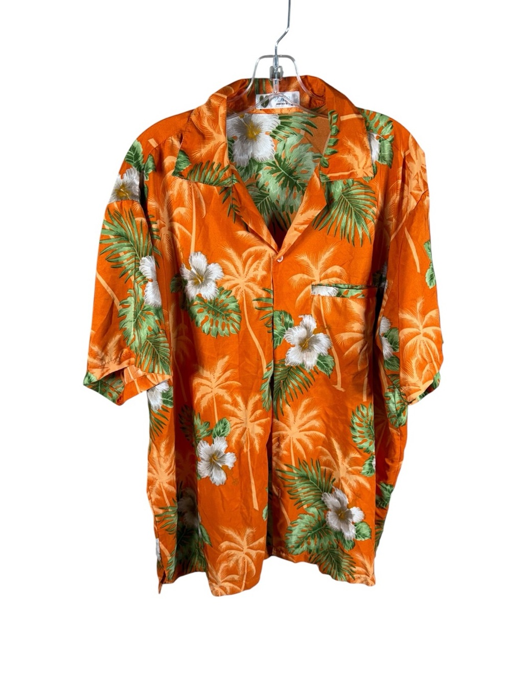 Men's Orange Tropical Floral Button-Down Shirt